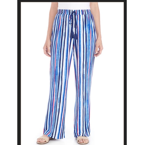 Grace Elements Navy Pink stripe Pant Size S - Picture 1 of 5